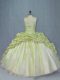 Yellow Green Vestidos de Quinceanera Organza and Tulle Brush Train Sleeveless Beading and Appliques