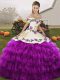 Ball Gowns Quinceanera Dress White And Purple Off The Shoulder Organza Sleeveless Floor Length Lace Up