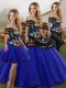 Royal Blue Sweet 16 Quinceanera Dress Military Ball and Sweet 16 and Quinceanera with Embroidery Off The Shoulder Sleeveless Lace Up