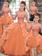 Lovely Ball Gowns Sweet 16 Dress Orange Halter Top Organza Sleeveless Floor Length Lace Up