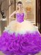 Ideal Floor Length Lace Up Quince Ball Gowns Multi-color for Sweet 16 and Quinceanera with Beading and Ruffles