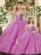 Lilac Sleeveless Beading Floor Length Quinceanera Gowns