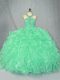 Floor Length Apple Green 15 Quinceanera Dress Scoop Sleeveless Zipper