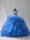 Top Selling Organza Sleeveless Floor Length Sweet 16 Dresses and Beading and Ruffles