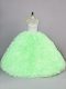 Vintage Sleeveless Floor Length Beading and Ruffles Lace Up Quince Ball Gowns with
