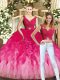 Stunning Multi-color Ball Gowns Ruching Quinceanera Gown Lace Up Tulle Sleeveless Floor Length