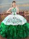 Low Price Sleeveless Embroidery and Ruffles Lace Up Sweet 16 Dresses