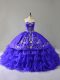Sweetheart Sleeveless Lace Up Quinceanera Gown Blue Organza