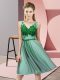 Low Price Knee Length Apple Green Dama Dress for Quinceanera Tulle Sleeveless Appliques