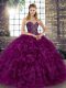 Purple Sweetheart Lace Up Beading and Ruffles Quinceanera Gown Sleeveless