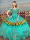 Turquoise Quinceanera Dress Sweet 16 and Quinceanera with Embroidery Off The Shoulder Sleeveless Lace Up