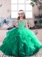 Nice Floor Length Green Evening Gowns Scoop Sleeveless Lace Up