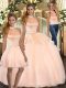 Luxury Peach Backless Quince Ball Gowns Beading Sleeveless Floor Length