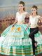 Floor Length Lace Up Sweet 16 Quinceanera Dress Apple Green for Sweet 16 and Quinceanera with Embroidery and Ruffled Layers