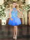 Trendy Halter Top Sleeveless Tulle Homecoming Party Dress Embroidery Lace Up