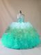 Sweetheart Sleeveless Sweet 16 Quinceanera Dress Floor Length Beading and Ruffles Multi-color Tulle