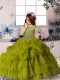High Class Olive Green Sleeveless Beading and Pick Ups Floor Length Pageant Dresses