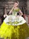 Olive Green Lace Up Off The Shoulder Ruffles Sweet 16 Dresses Organza Sleeveless