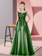 Spectacular Green Empire Beading and Lace Vestidos de Damas Zipper Tulle Sleeveless Floor Length