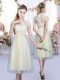 Cap Sleeves Zipper Tea Length Lace and Bowknot Wedding Guest Dresses
