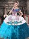 Cheap Teal Sleeveless Organza Lace Up Quinceanera Gowns for Sweet 16 and Quinceanera