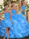 Sweetheart Sleeveless Organza Quince Ball Gowns Ruffles Lace Up