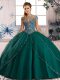 Exceptional Sweetheart Cap Sleeves Tulle Ball Gown Prom Dress Beading Brush Train Lace Up