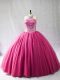 Sleeveless Brush Train Lace Up Beading Quinceanera Gown