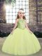 Perfect Light Yellow Sleeveless Beading Floor Length Pageant Gowns For Girls