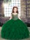 Fancy Dark Green Sleeveless Tulle Lace Up Little Girl Pageant Gowns for Party and Wedding Party