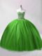 Fitting Green Sleeveless Beading Floor Length Vestidos de Quinceanera