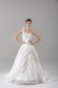 Beautiful Sleeveless Brush Train Lace Up Lace and Embroidery and Hand Made Flower Wedding Gowns