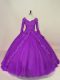 Purple V-neck Lace Up Appliques Sweet 16 Quinceanera Dress Long Sleeves