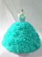 Customized Sleeveless Beading and Ruffles Lace Up 15 Quinceanera Dress with Aqua Blue Brush Train