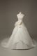 White High-neck Neckline Beading and Lace and Hand Made Flower Bridal Gown Sleeveless Zipper