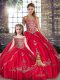 Super Off The Shoulder Sleeveless Lace Up Sweet 16 Quinceanera Dress Red Tulle