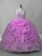 Traditional Lace Up Sweet 16 Dresses Lilac for Sweet 16 and Quinceanera with Beading Brush Train