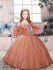 Popular Straps Sleeveless Lace Up Pageant Gowns For Girls Rust Red Tulle