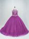 Purple 15 Quinceanera Dress Scoop Sleeveless Lace Up