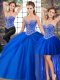 Perfect Tulle Sleeveless Vestidos de Quinceanera Brush Train and Beading and Pick Ups
