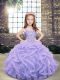 Unique Lavender Straps Lace Up Beading and Ruffles Kids Pageant Dress Sleeveless