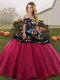 Artistic Ball Gowns Sweet 16 Quinceanera Dress Red And Black Off The Shoulder Tulle Sleeveless Floor Length Lace Up
