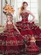 Most Popular Wine Red Sleeveless Satin and Organza Lace Up Sweet 16 Quinceanera Dress for Sweet 16 and Quinceanera