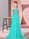 Turquoise Dress for Prom Prom and Party with Beading One Shoulder Sleeveless Side Zipper
