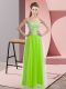 Luxury Yellow Green Empire Sweetheart Sleeveless Tulle Floor Length Lace Up Beading Prom Party Dress