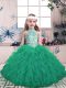 Discount Green Lace Up Little Girl Pageant Gowns Beading and Ruffles Sleeveless Floor Length
