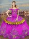 Purple Off The Shoulder Lace Up Embroidery Sweet 16 Dress Sleeveless