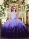 Multi-color High-neck Backless Beading and Ruffles Kids Pageant Dress Sleeveless