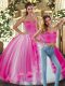 Customized Tulle Sleeveless Floor Length Quinceanera Dress and Beading