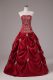 Excellent Strapless Sleeveless Lace Up Sweet 16 Quinceanera Dress Wine Red Taffeta
